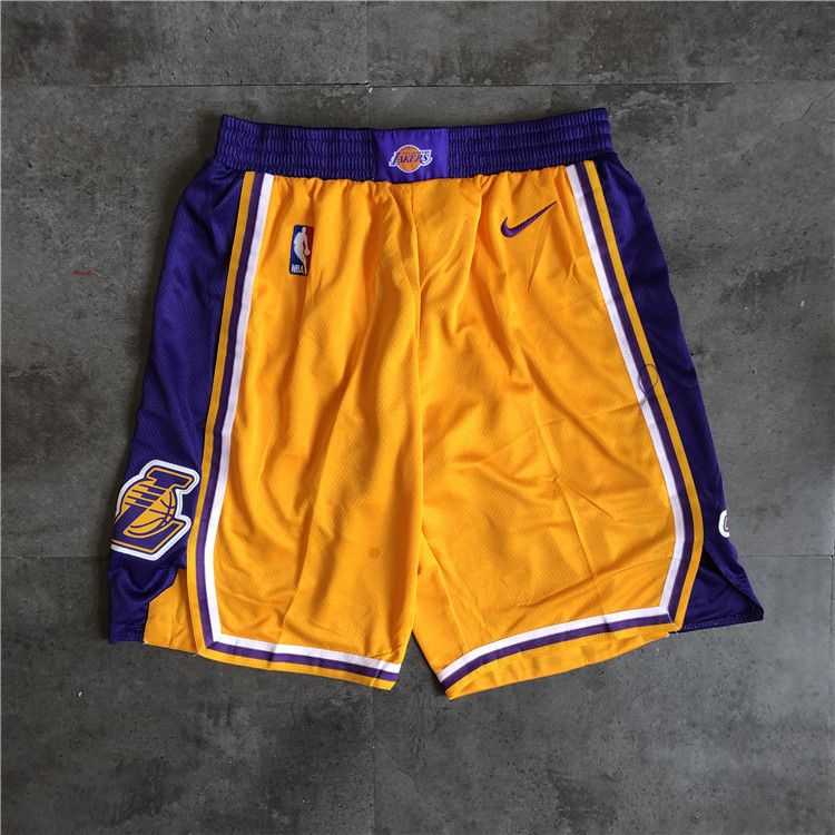 Men NBA Los Angeles Lakers yellow Nike Shorts 04162